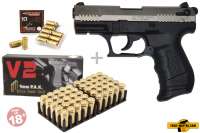 Walther P22 Bicolor/ Nickel Schreckschuss Set + 50 Platzpatronen + 10 CS-Gas Patronen 9mm Walther P22 Bicolor/ Nickel Schreckschuss Set + 50 Platzpatronen + 10 CS-Gas Patronen 9mm