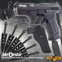 Everydaycarry: Walther P99 Schreckschuss Pistole 9 mm P.A.K. + Holster + Magazin + Wurfmesser Set Everydaycarry: Walther P99 Schreckschuss Pistole 9 mm P.A.K. + Holster + Magazin + Wurfmesser Set