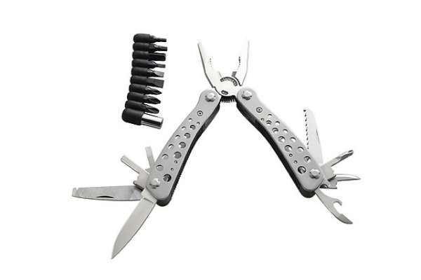 Herbertz Multitool, Edelstahl-Gehäuse, Bitsatz, Nylonscheide