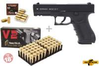Schreckschuss Set: Zoraki 917 Schwarz / Chrom + 50 Platz- / + 10 Pfefferpatronen 9mm P.A.K. Schreckschuss Set: Zoraki 917 Schwarz / Chrom + 50 Platz- / + 10 Pfefferpatronen 9mm P.A.K.