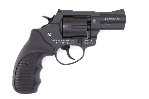 Schreckschuss Set: Zoraki Revolver R1 2,5 Zoll Schwarz brüniert + 50 Platz- / + 10 Pfefferpatron