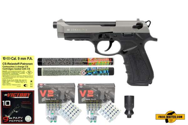 ZORAKI 918 - Komplett Set -Schreckschusspistole / Gaspistole 9 mm P.A.K. titan