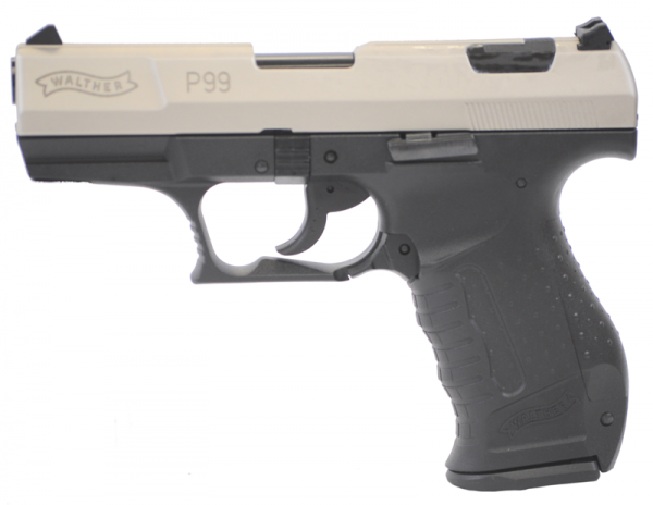 WALTHER P99 Gas-, Signal-, Schreckschuss Pistole 9 mm P.A.K - Mit vernickeltme Schlitten!