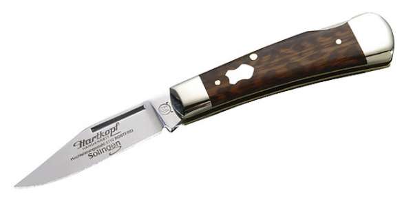 Hartkopf-Taschenmesser, 1.4110-Stahl, Schlangenholz, Neusilberba