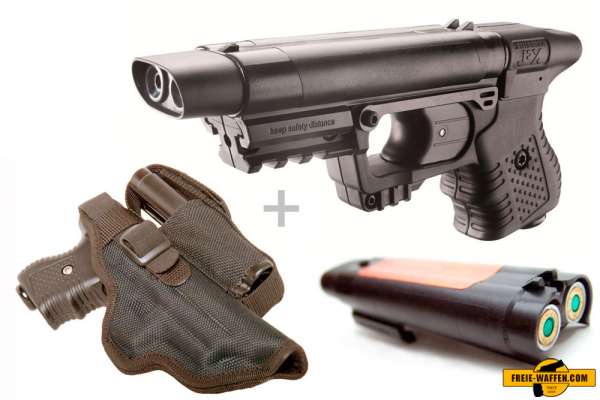 Piexon Pfefferspraypistole Jet Protector JPX + Holster + Zusatzmagazin