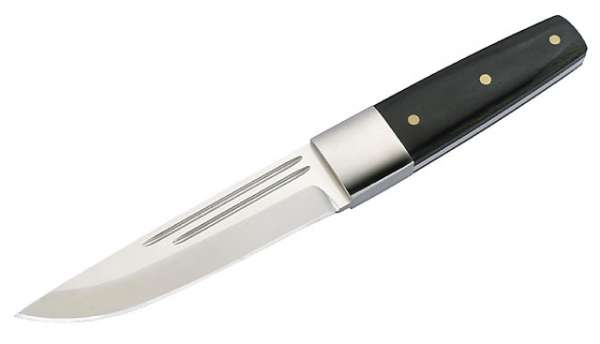 Herbertz Gürtelmesser, AISI 420, Pakkaholz, Edelstahlbacken, Led
