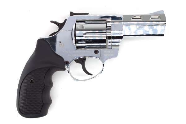 Schreckschuss Set: Zoraki Revolver R1 2,5 Zoll Chrom + 50 Platz- / + 10 Pfefferpatron