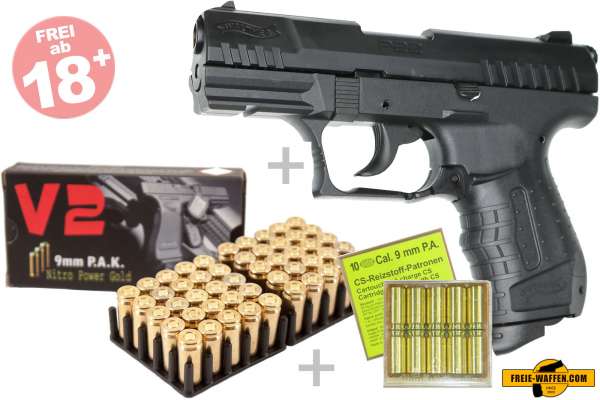 Walther P22 Ready Schreckschuss Set + 50 Platzpatronen + 10 CS-Reizstoff-Patronen