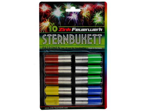 Zink Feuerwerk: Sternbukettpatronen, 4 Farben, Kal. 15mm, 10 Teile