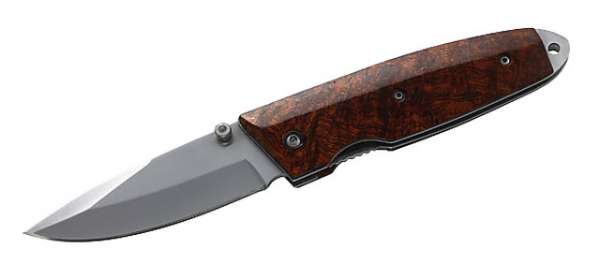 Herbertz Einhandmesser, AISI 420, Wurzelholz-Schalen