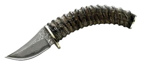 Herbertz Gürtelmesser, geschwungene Damast-Klinge, 35 Lagen, Zie