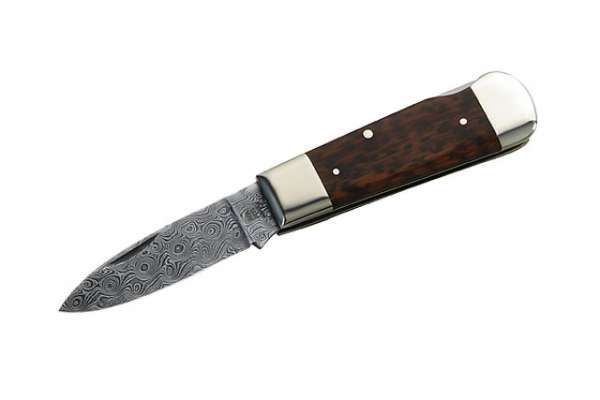 Hartkopf-Taschenmesser, Rosendamast-Klinge, Schlangenholz, Neusi