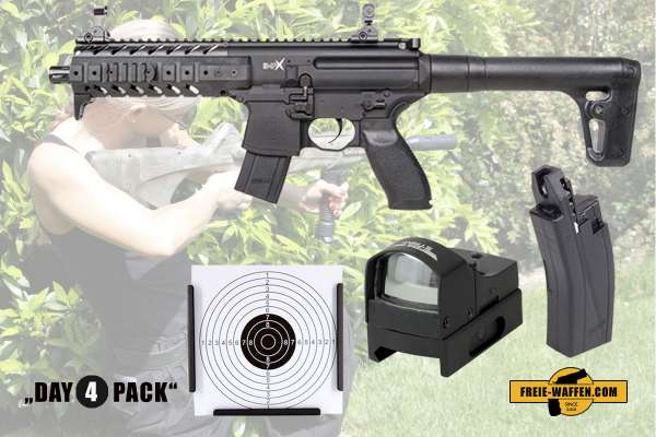 Komplettset: Luftdruckgewehr Sig Sauer MPX 4,5mm + Magazin + Red Dot + Zielkasten Trichter Komplettset: Luftdruckgewehr Sig Sauer MPX 4,5mm + Magazin + Red Dot + Zielkasten Trichter