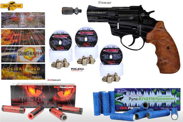 Schreckschuss Silvester Set XXL Zoraki R1 2,5 Zoll Revolver inkl. 150 Stk. Effekt + 150 Stk. 9 mm R.K.