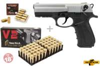 Schreckschuss Set: Zoraki 2918 Chrom matt + 50 Platz- / + 10 Pfefferpatronen 9mm P.A.K. Schreckschuss Set: Zoraki 2918 Chrom matt + 50 Platz- / + 10 Pfefferpatronen 9mm P.A.K.