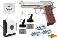 Co² Pistole Komplettset: Swiss Arms 92 BB Stainless Vollmetall, Kugelfangkasten & Zubehör Co² Pistole Komplettset: Swiss Arms 92 BB Stainless Vollmetall, Kugelfangkasten & Zubehör