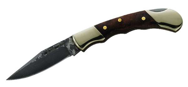 Herbertz Mini-Taschenmesser, 35-lagige Damastklinge, Wurzelholz,