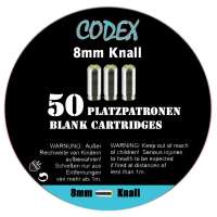 Platzpatronen Codex Kaliber 8 mm Knall, 50 Stk. Platzpatronen Codex Kaliber 8 mm Knall, 50 Stk.