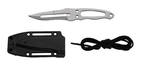 Herbertz Neck-Knife, Stahl AUS 6, Sägezahnung, Kunstst-Scheide