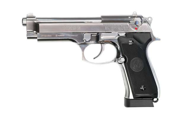 NxWerks NX 92 Premium Classic CO2-Luftpistole Kal. 4,5mm Stahl-BB Blowback Metallschlitten chrom (Foto 1)