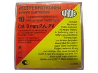 10 Pfefferpatronen Wadie 9mm P.A. PV für PISTOLEN 10 Pfefferpatronen Wadie 9mm P.A. PV für PISTOLEN