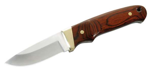 Herbertz Gürtelmesser, Stahl 420, Pakkaholz-Schalen, Messingbesc