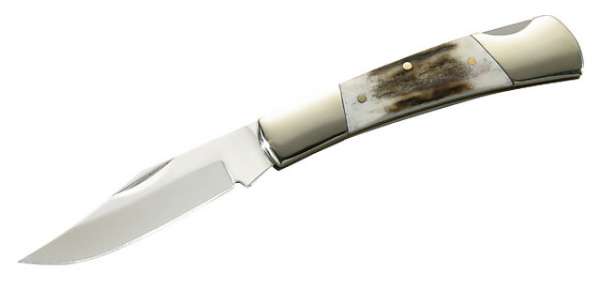 Herbertz Taschenmesser, Stahl 420, Hirschhorn-Schalen, Neusilber